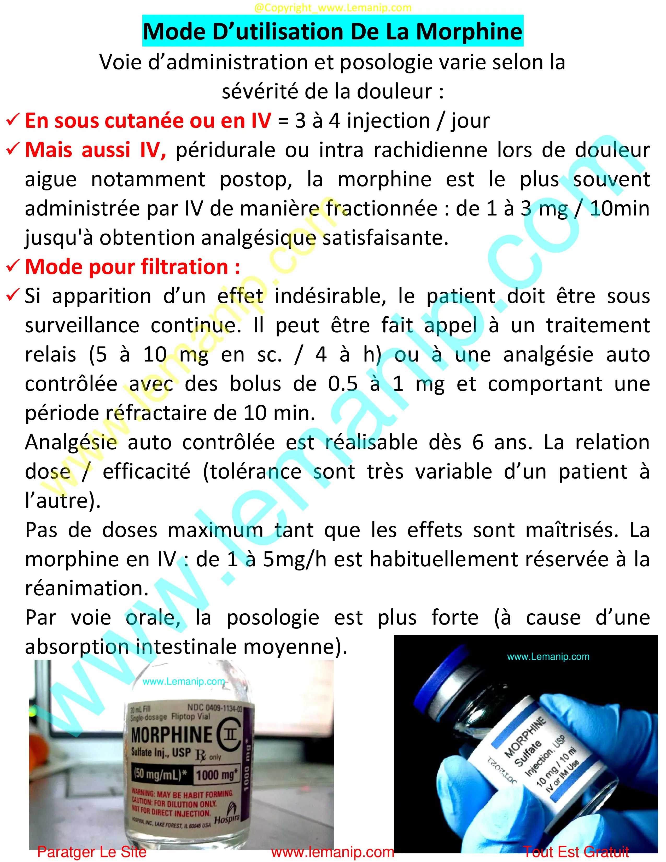 Mode D’utilisation De La Morphine