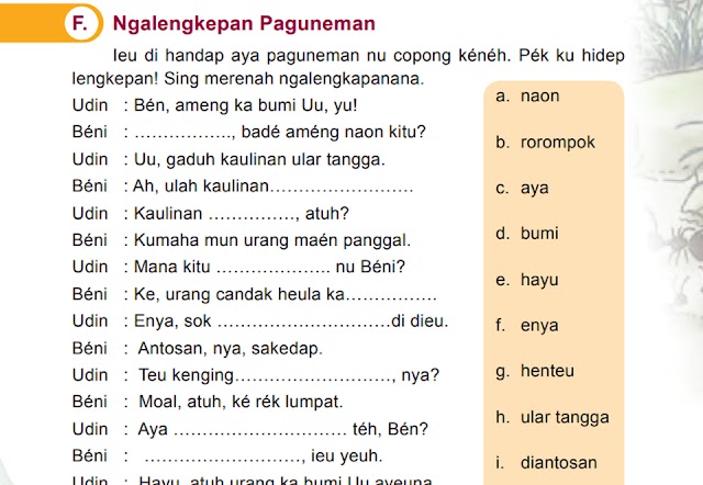 Jawaban Soal Pamekar Diajar Basa Sunda Pikeun Murid SD-MI Kelas V Halaman 45