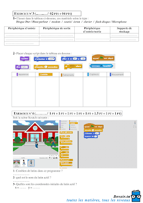 فرض  تأليفي 2 اعلامية سنة 7 الثلاثي الثاني مع الاصلاح pdf  , devoir de  Synthèse  2 informatique 7ème année  avec correction pdf trimestre 2