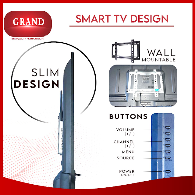 Grand 32" Smart LED TV with Tempered Glass