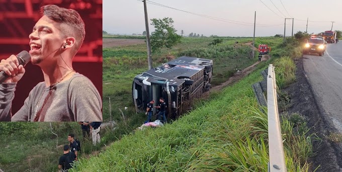 Acidente com o ônibus do cantor Devinho Novaes foi causado por excesso de velocidade, diz PRF