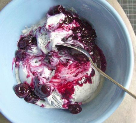 Lavender Ice Cream with Honeyed Blueberries Recipe