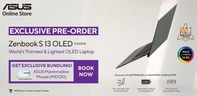 Asus Zenbook S 13 OLED UX5304, laptop OLED Tertipis dan Ringan di Dunia Segera Menggebrak Indonesia