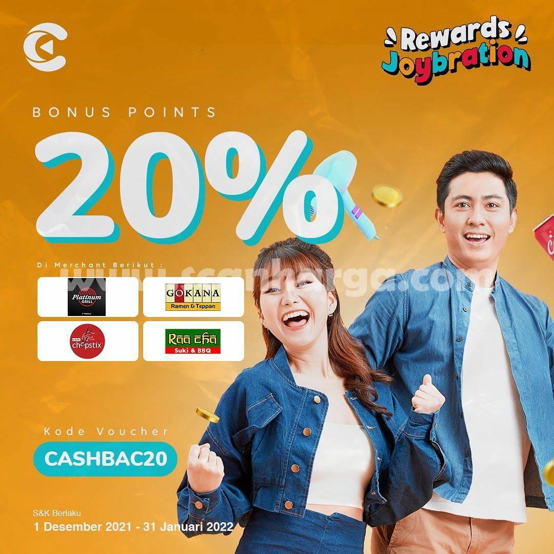 Promo RAA CHA SUKI X CASHBAC BONUS POINT 20%