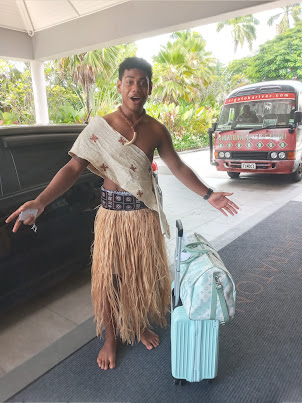 Fijian tribal warrior Mr Samuela.Nasaucoko at the " Sheraton Resort Fiji".