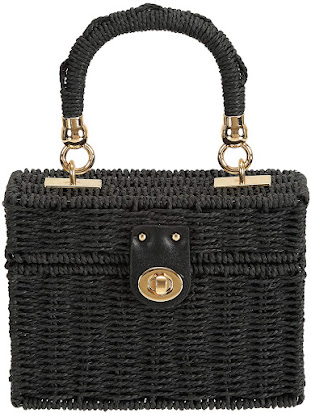 Designer Black Straw Handbag