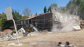 Bozkır Boyalı İlkokulunda Deprem Güçlendirmesi yapılıyor.