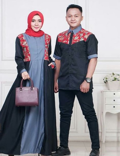 Model Baju Gamis Batik Kombinasi Kain Polos,Batik,Baju Batik,Gamis