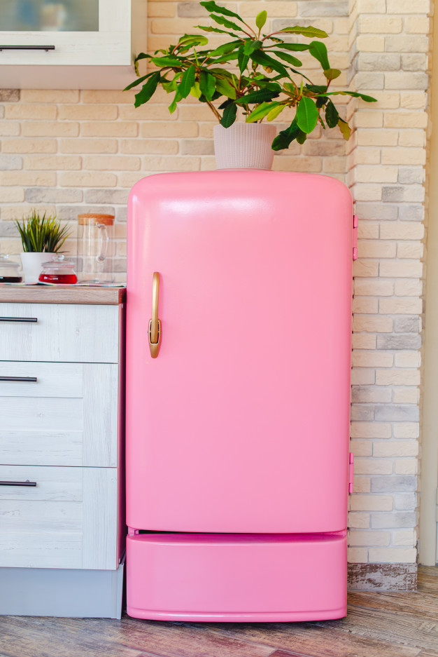 Retro Tarzı Buzdolabı Pembe Renk
