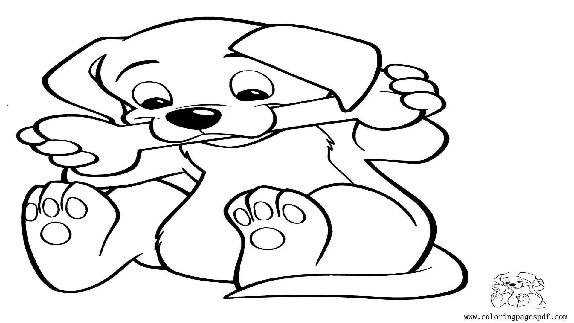 Coloring Pages Of A Puppy Chewing On A Bone