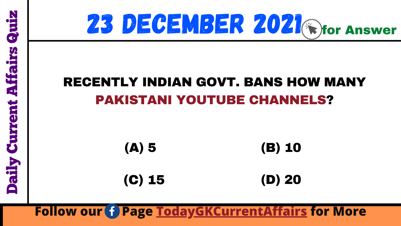 Today GK Current Affairs on 23rd December 2021