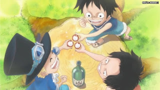 ワンピースアニメ ドレスローザ編 737話 エース サボ ルフィ 幼少期 ASL | ONE PIECE Episode 737