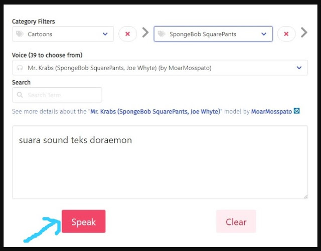 buat suara kartun doraemon di fakeyou