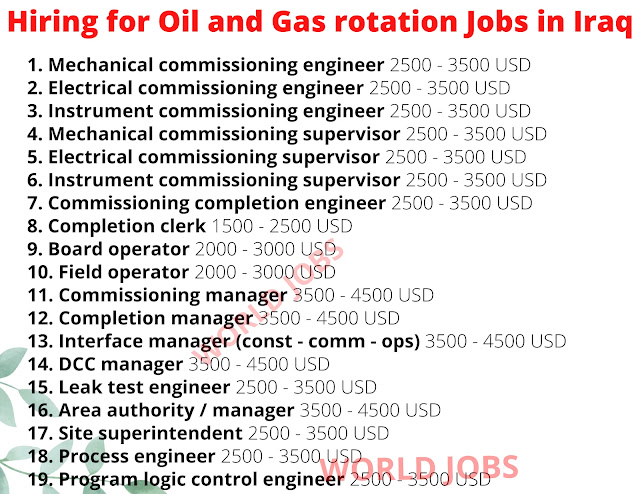 Hiring for Oil and Gas rotation Jobs in Iraq