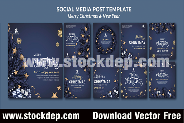 Download file Instagram posts collection and new year free download psd