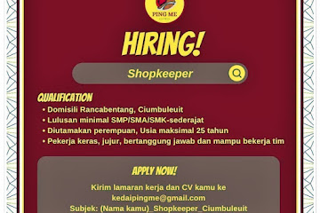Loker Bandung Shop Keeper Ping Me