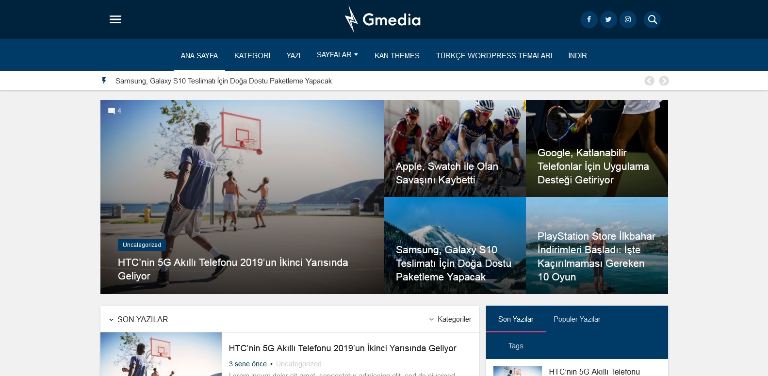Gmedia Ücretsiz Wordpress Blog Teması