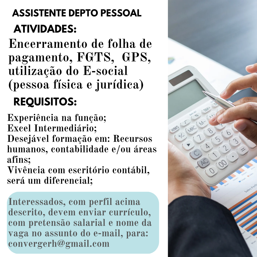 ASSISTENTE DEPARTAMENTO PESSOAL