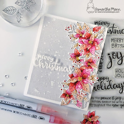 Christmas Poinsettia Card by Samantha Mann for Newton's Nook Designs, Christmas, Christmas Card, Card Making, Handmade Cards, Clear Stamps, #newtonsnook #newtonsnookdesigns #christmas #christmascard #cardmaking #handmadecards #poinsettia