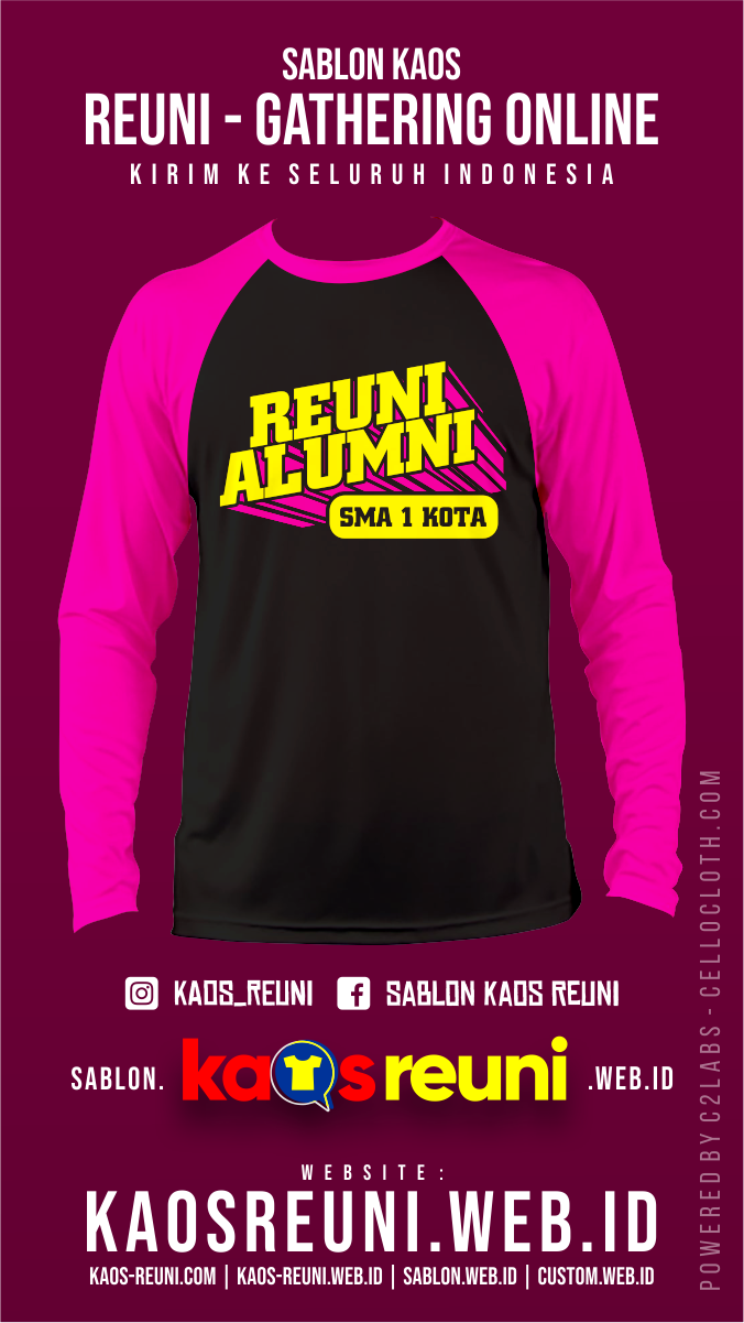 Desain Sablon Kaos Pink Hitam Reuni Alumni SMA Negeri 1 - Kaos Reuni Online