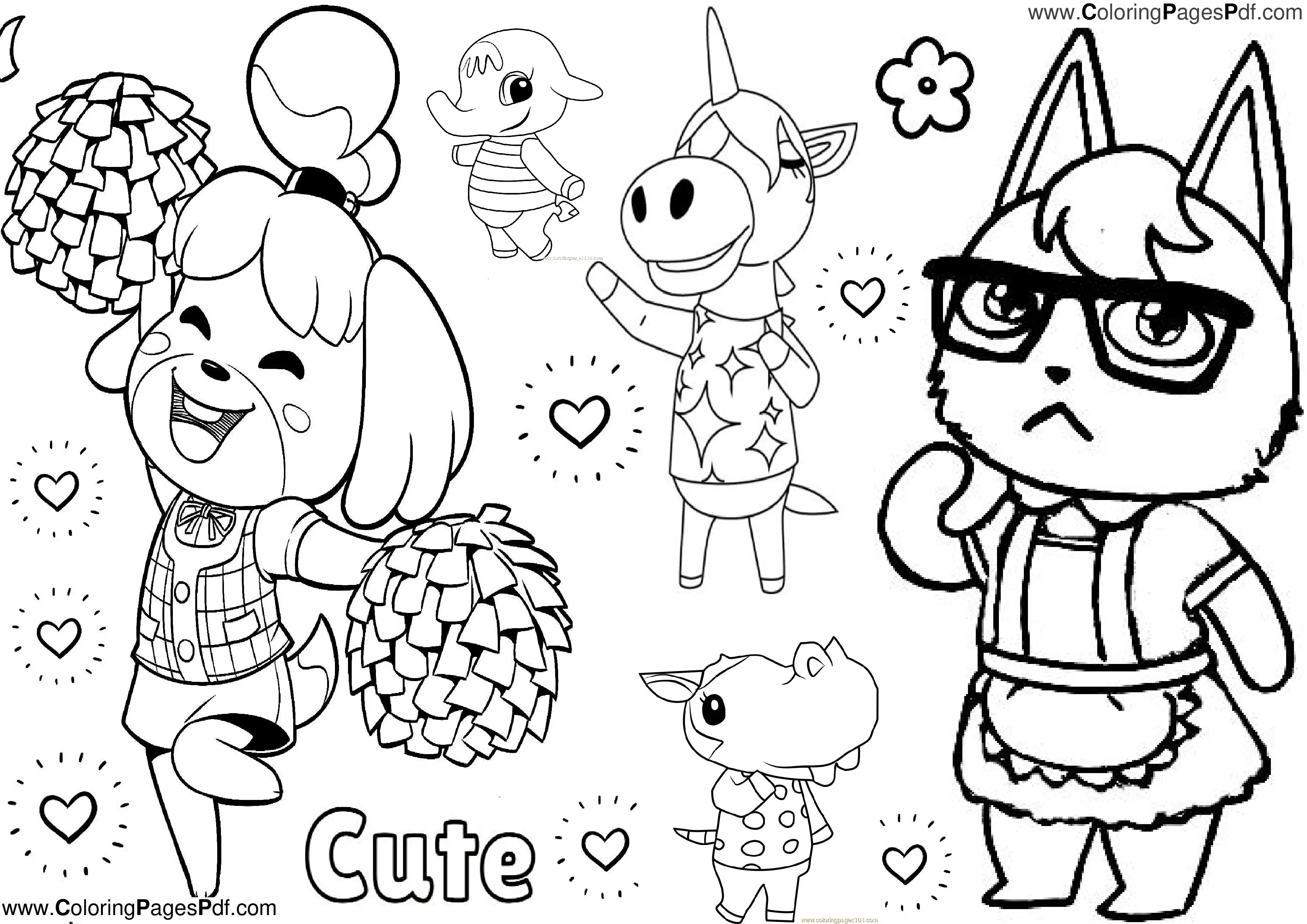 Animal crossing coloring pages for girls