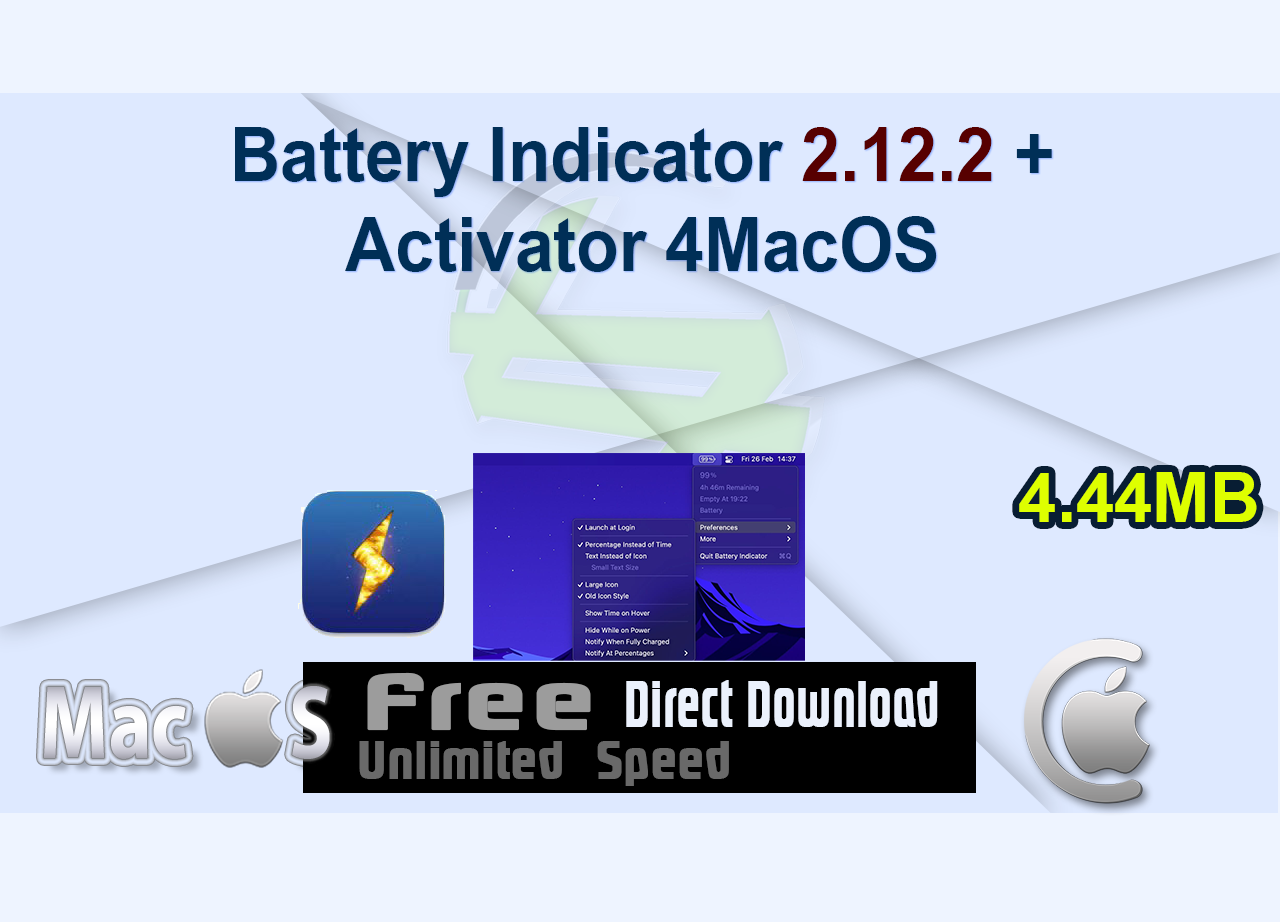 Battery Indicator 2.12.2 + Activator 4MacOS