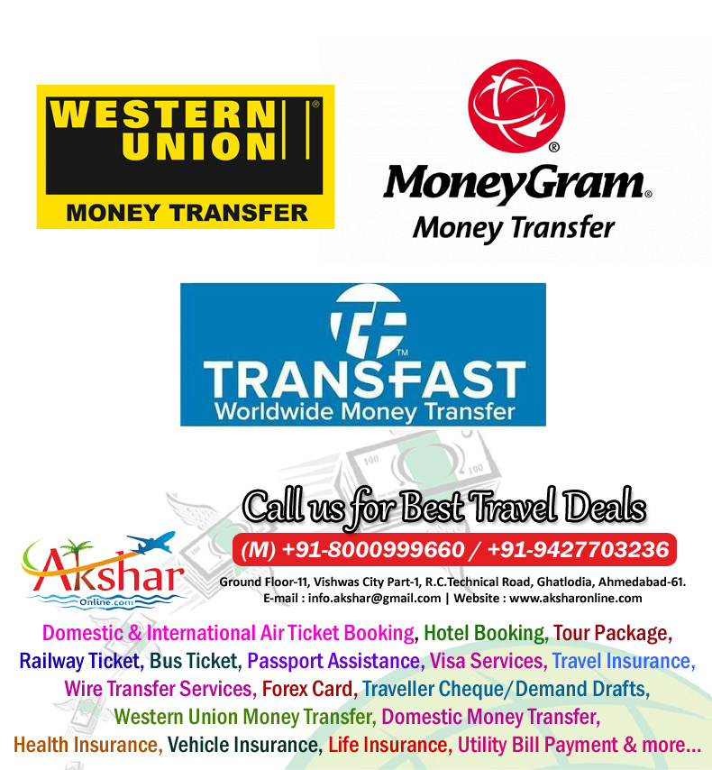 Western Union Money Transfer Services, Money Gram Money Transfer Services, Transfast Money Transfer Services, Wire transfer services, student fees payment, GIC payment, Domestic & International Air Ticket Booking, Hotel Booking, Tour Package, Railway Ticket, Bus Ticket, Passport Assistance, Visa Services, Travel Insurance, Wire Transfer Services, Forex Card, Traveller Cheque/Demand Drafts, Western Union Money Transfer, Domestic Money Transfer, Health Insurance, Vehicle Insurance, Life Insurance, Utility Bill Payment & more..., traveller cheque, traveller demand drafts, foreign exchange and more services