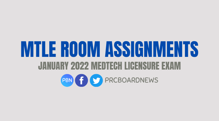 MTLE Room Assignments: January 2022 Medtech board exam