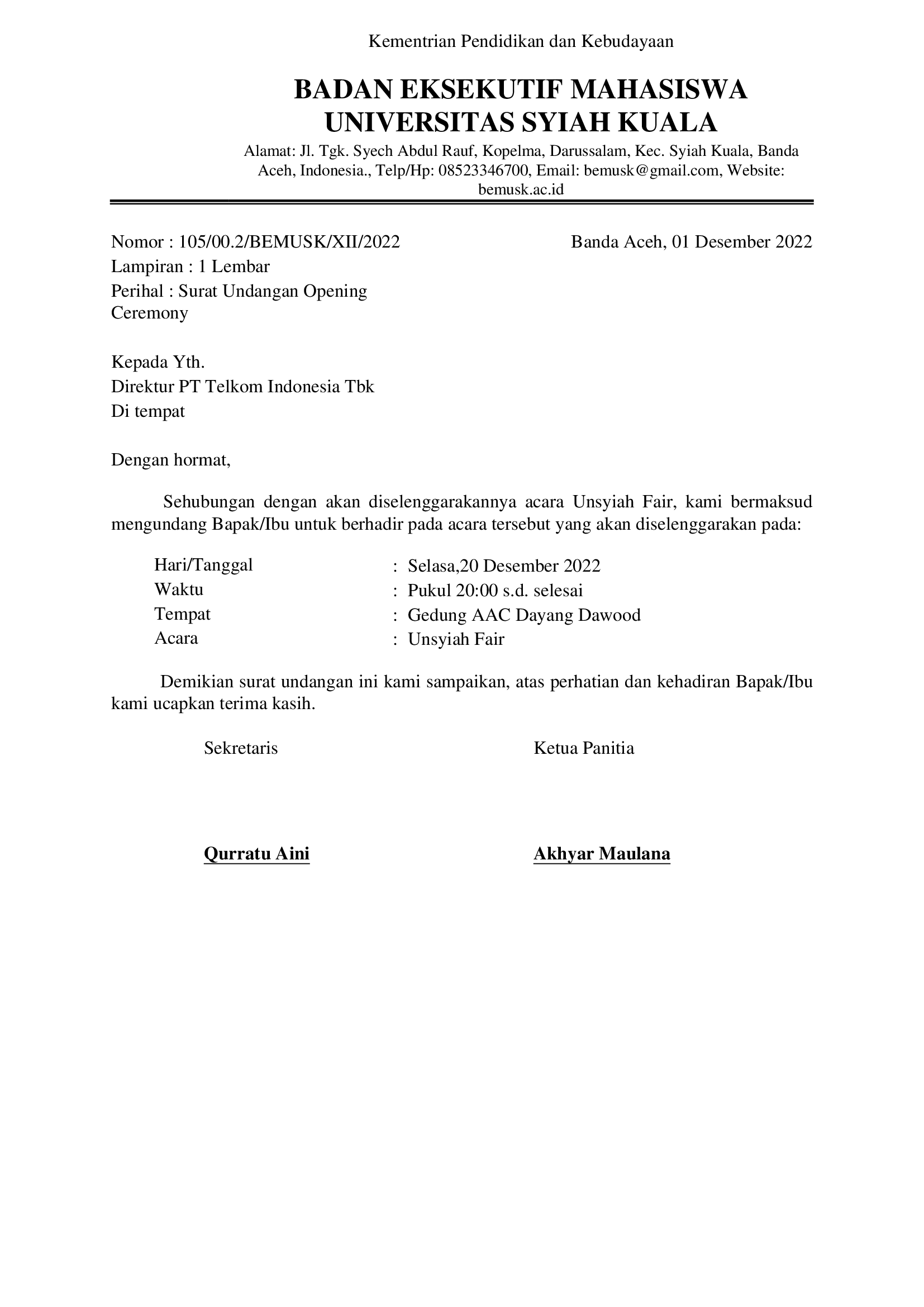 contoh format surat undangan resmi dengan kop surat