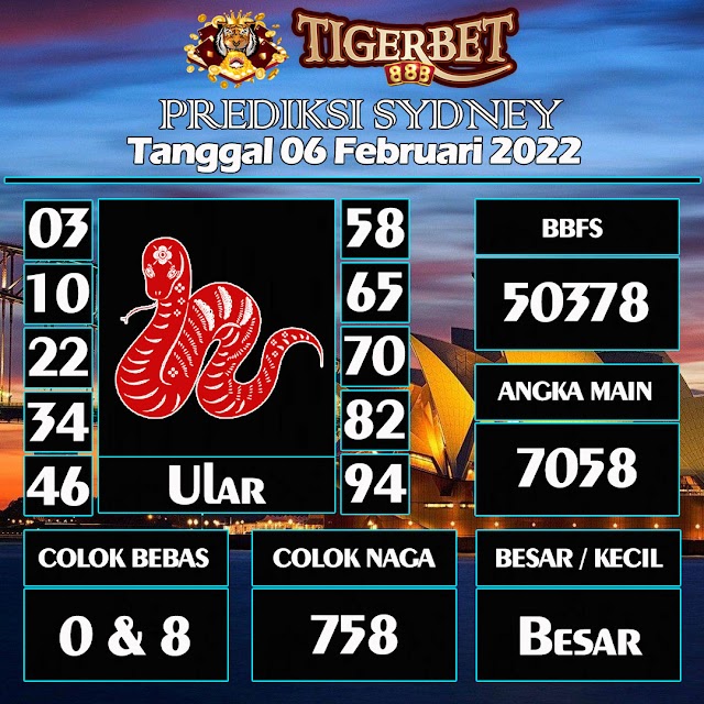 Prediksi Togel Sydney Tanggal 06 Februari 2022 Tigerbet888