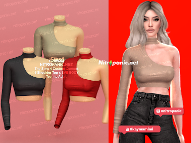 1 Shoulder Top for The Sims 4