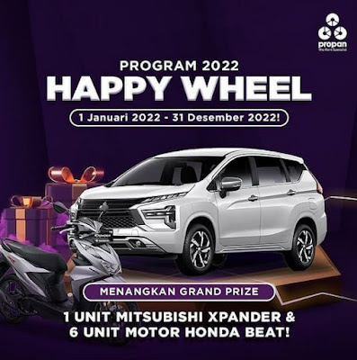 Promo Undian Cat Propan Happy Wheel Berhadiah Mobil Mitsubishi Xpander & Motor Honda Beat