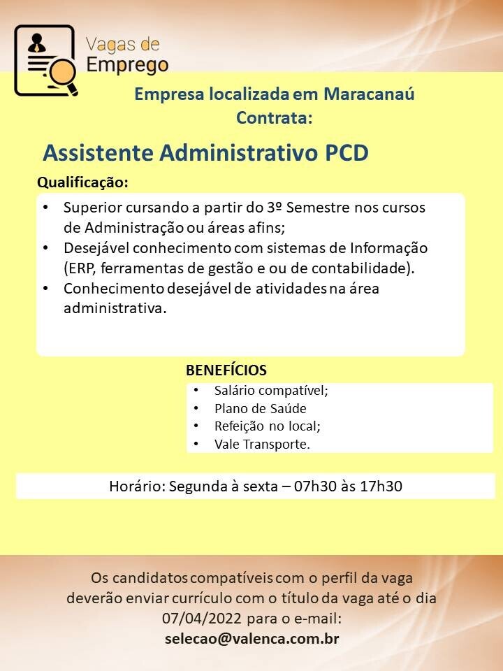 ASSISTENTE ADMINISTRATIVO PCD