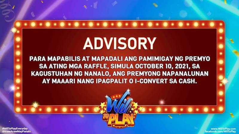 Wil to Play prizes are convertible to cash (Photo from their Facebook page)