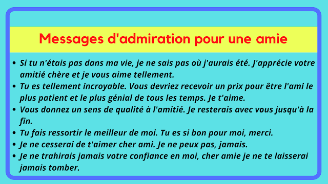 Messages d'admiration pour une amie