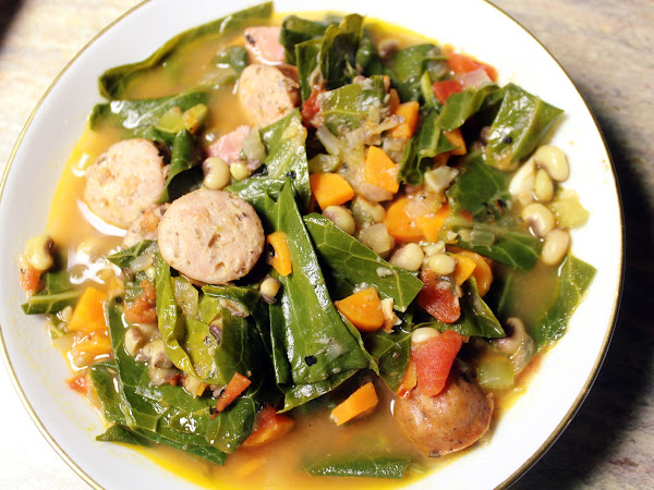 It's soup season! (Black Eyed Pea and Collard Green Soup with Sausage)