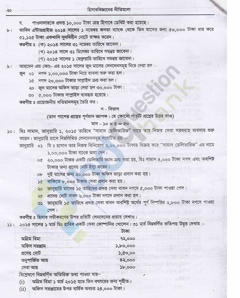 ডিগ্রী ১ম বর্ষের সাজেশন 2022 বিষয়: হিসাববিজ্ঞান ১ম পত্র