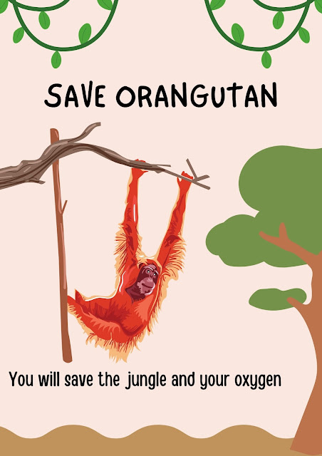 poster save orangutan kartun