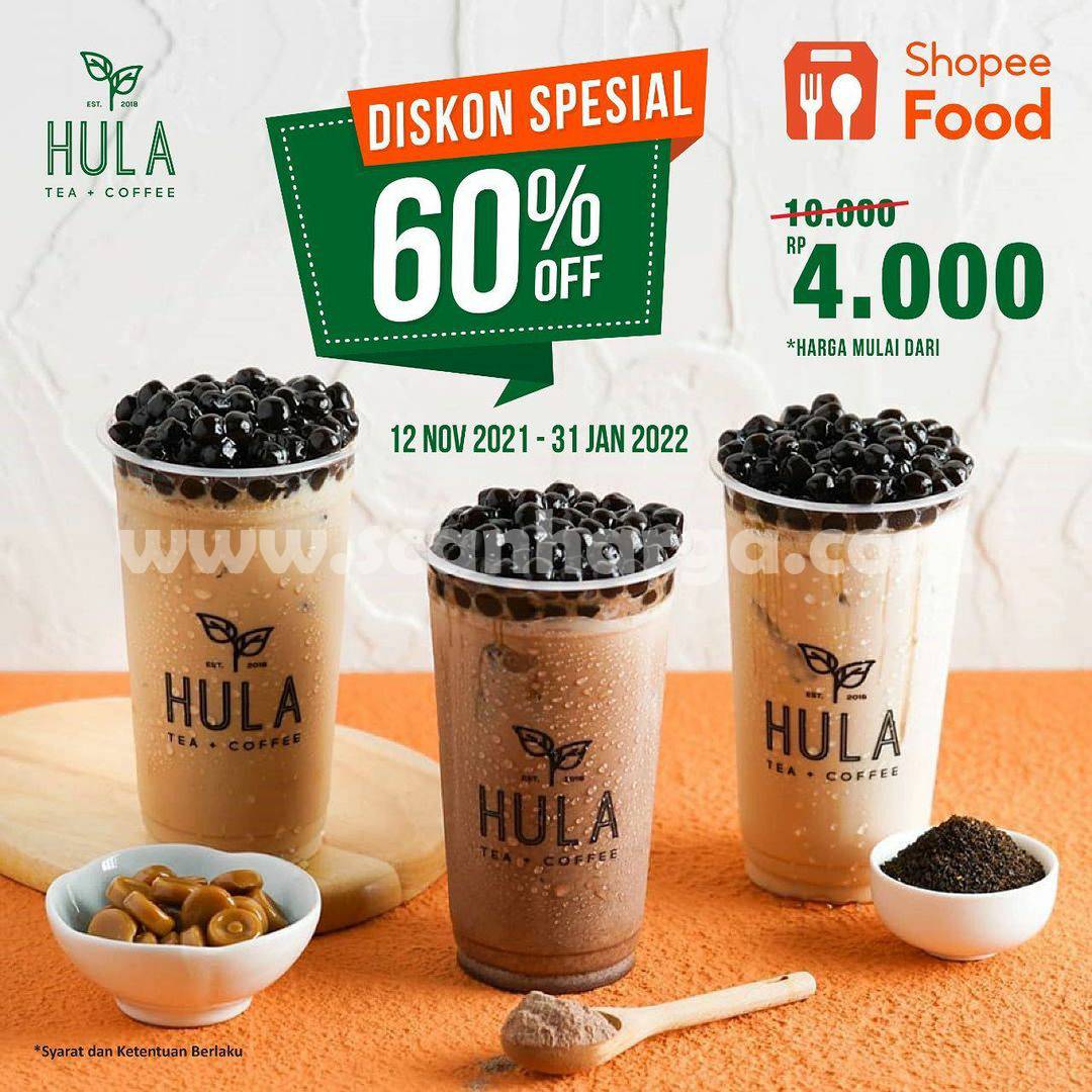Promo HULA DISKON 60% pemesanan via SHOPEEFOOD