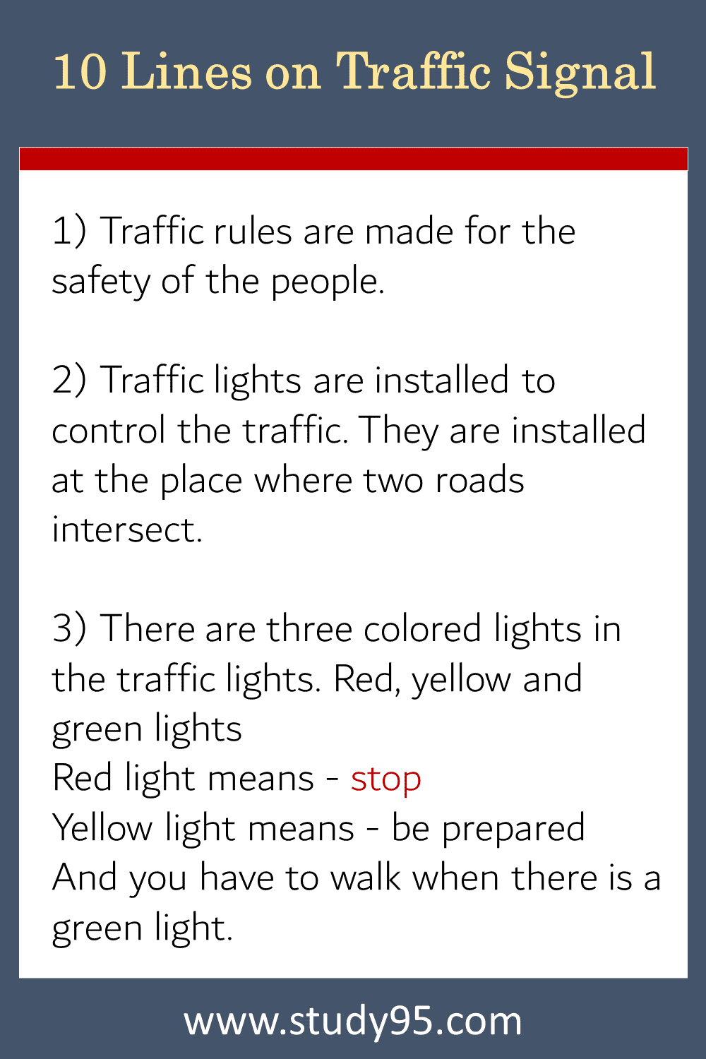 10 Lines on Traffic Rules