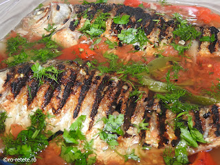 Saramura de peste caras cu legume la gratar si grill reteta pescareasca retete mancare cu pește in saramură,