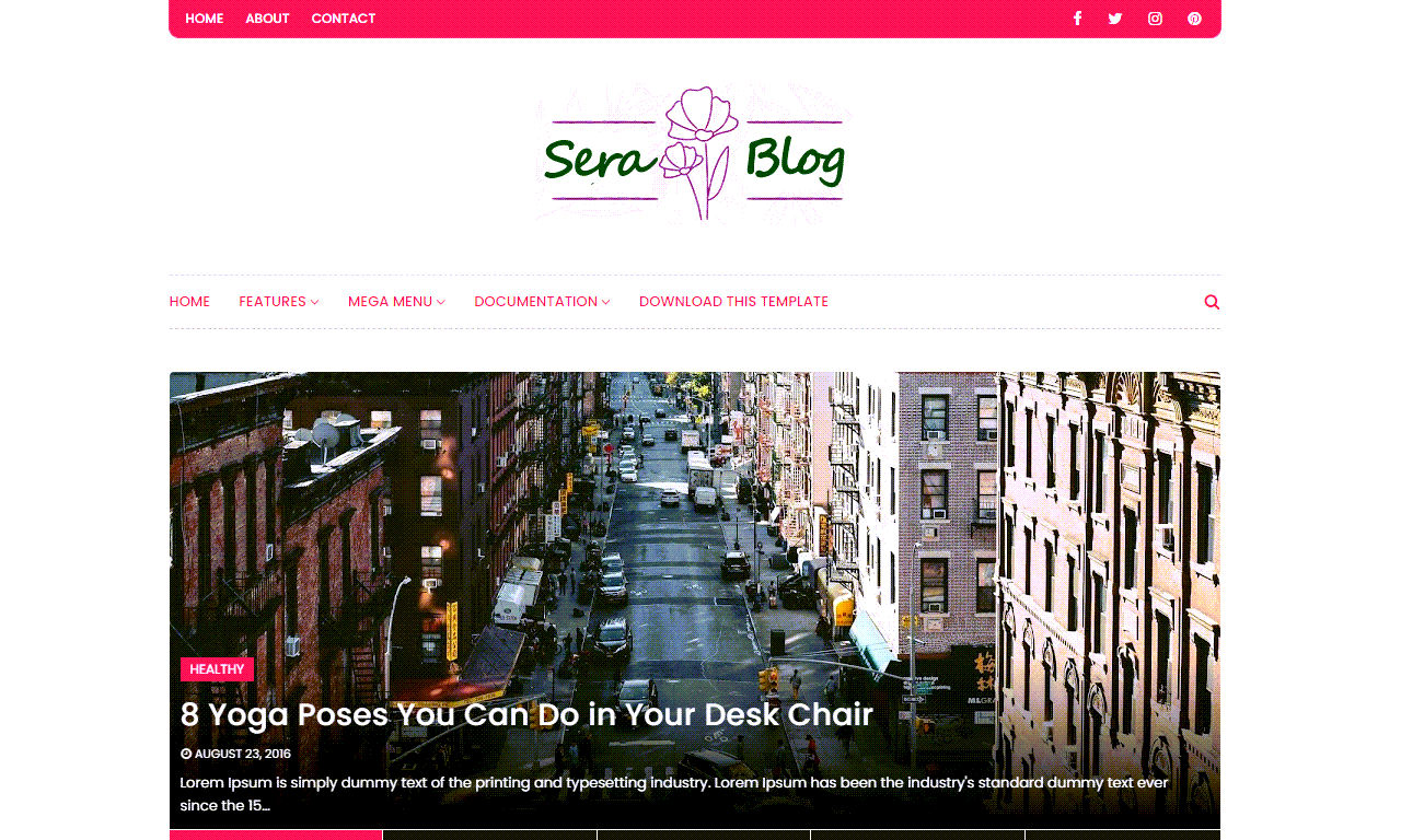 Sera Blog Blogger Template (Developed by Sora Templates)