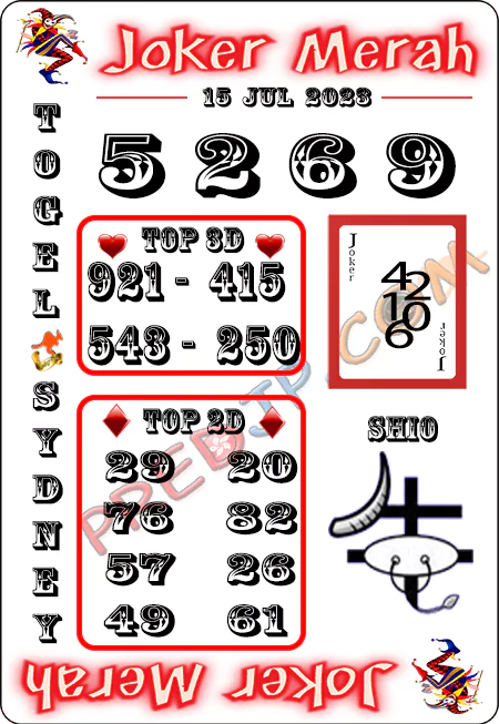 Prediksi Joker Merah Sdy Sabtu 15-Juli-2023