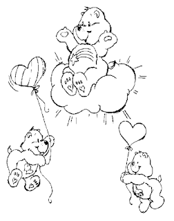 Care bears with balloons coloring page