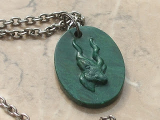 Malachite deer necklace cameo