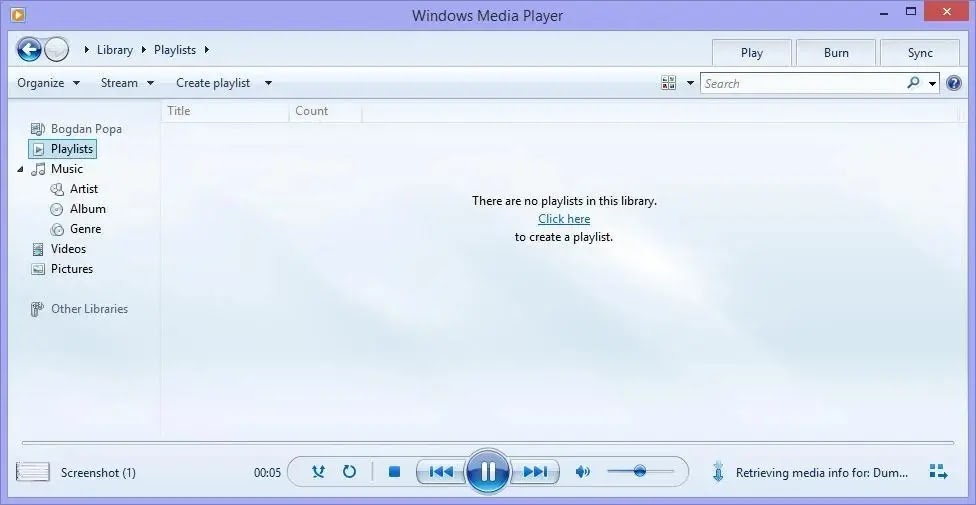 Windows Media Player in Windows 8.1