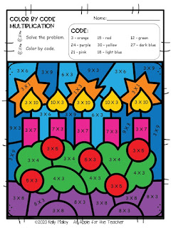 St. Lucia's Day Color By Number Worksheets Multiplication Wreath and Candle