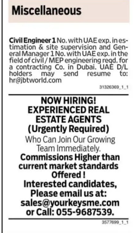 Jobs in UAE  29-11-2021 - Vacancies - PART 2