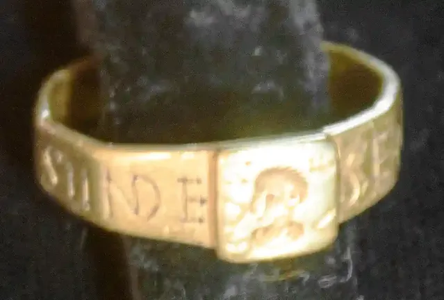 Ancient Roman gold cursed ring with Venus inscription at The Vyne museum