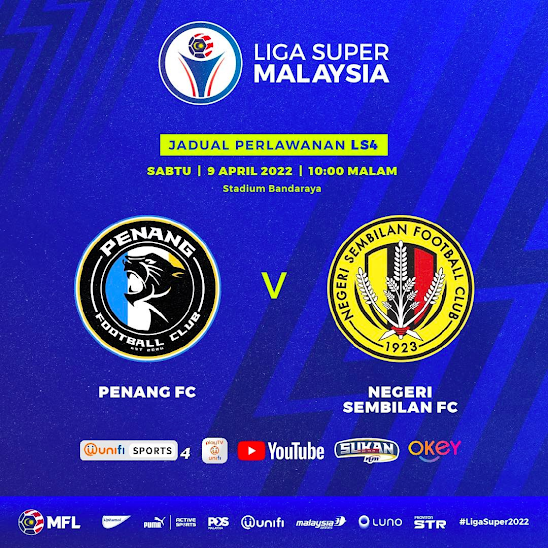 Siaran Langsung Penang vs Negeri Sembilan 9.4.2022